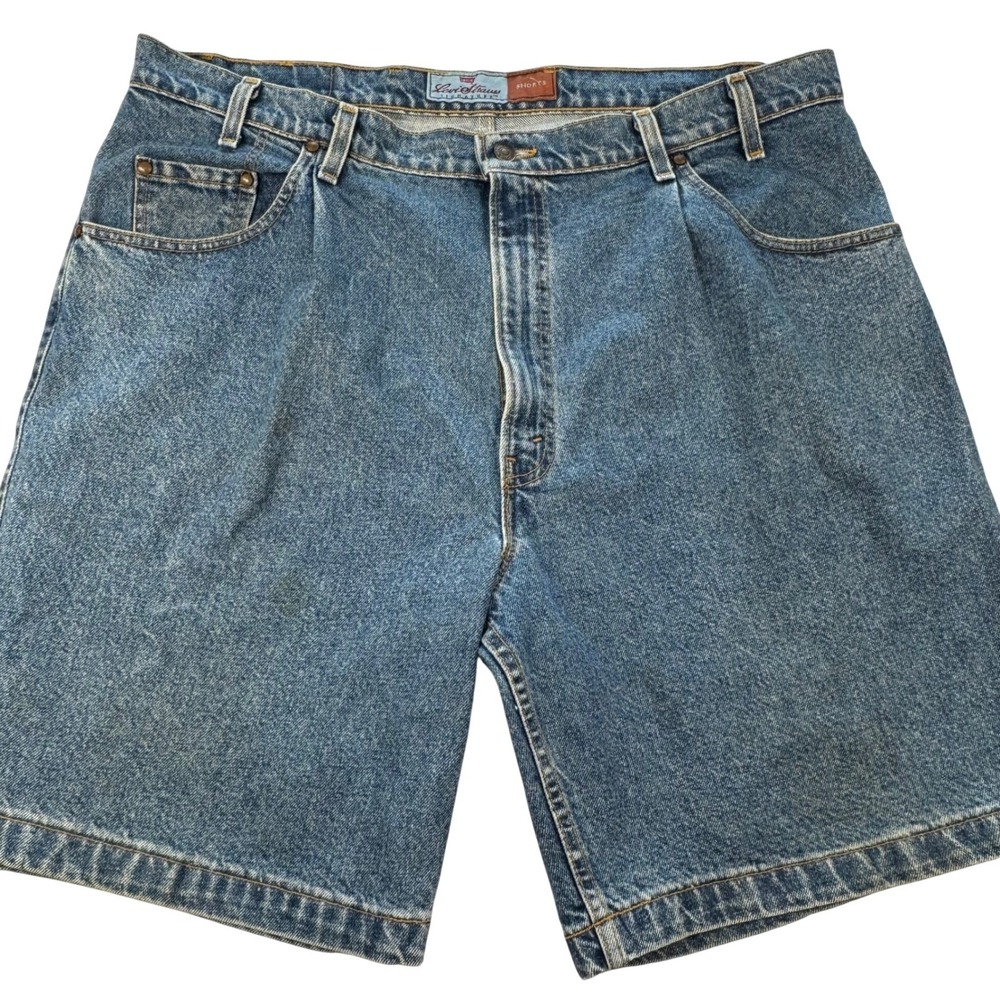 Levi's Signature Denim Shorts 546 Mens W42 Loose Fit Pleated Blue USA 90s Style